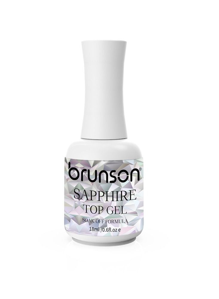 Gel Nail Polish Sapphire Top Gel 15ml Soak off UV LED Drying Long Lasting Gel Polish Top Coat Gel for Chip Free Shine Strengthens Weak Brittle Healthy Nails Soak Off UV Gel Polish Nail Top Coat