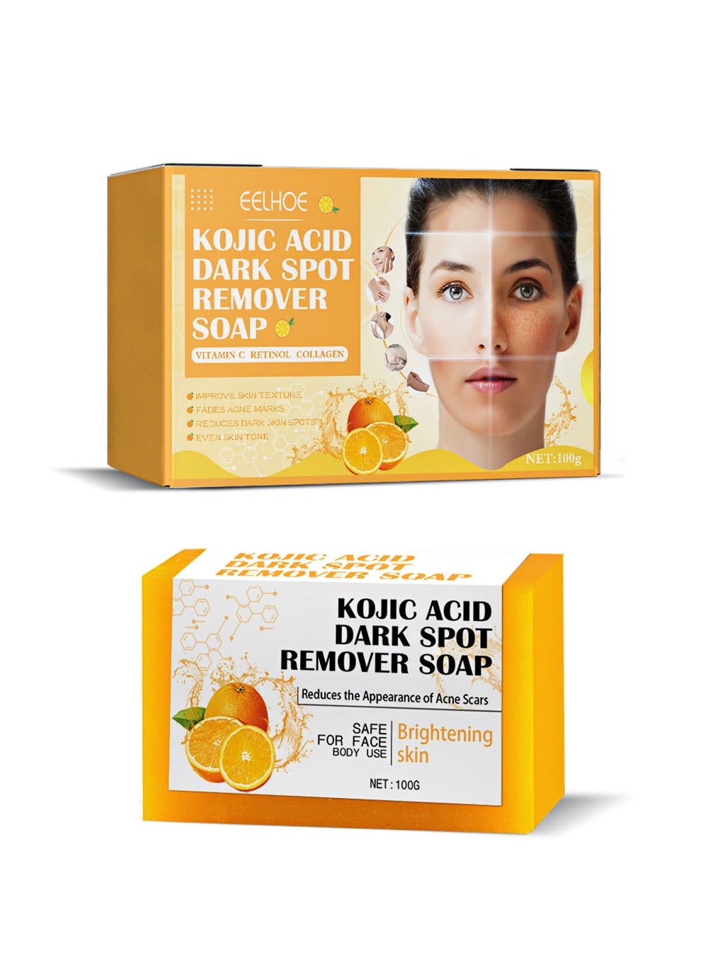 Lemon  Kojic Acid Soap-Vitamin C Kojic Acid Soap for Dark Spot and Acne Mark-Improve Skin Texture,Fade Acne Mark , Reduce Dark Spot for Face and Body