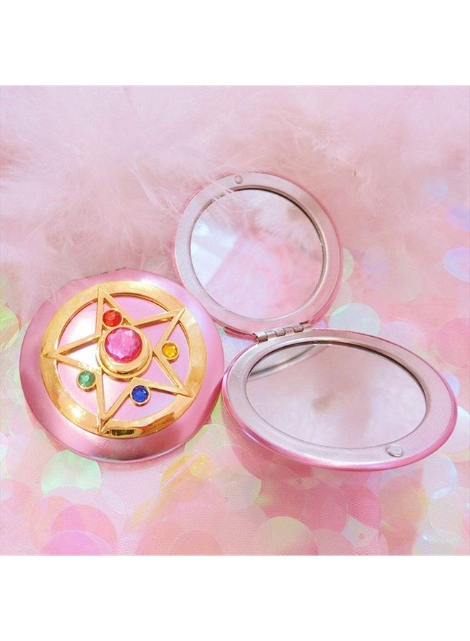 Makeup Compact Mirrors, Personal Makeup Mirror Portable Travel Handheld Foldable Double Sided Mirror