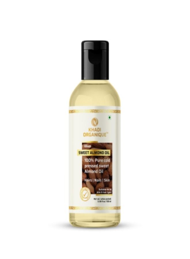 Khadi Organique Sweet Almond Oil ( 100ml ) 100% Cold Pressed for Hair, Skin & Anti-Ageing Face Care