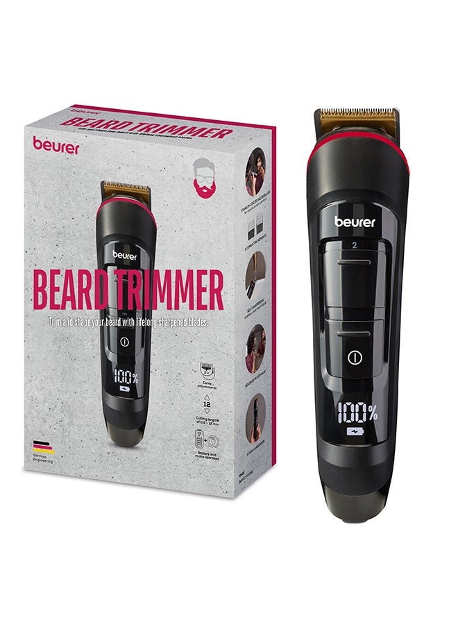 MN4X Beard Trimmer | 2 High Quality Stainless Steel Blades | 10 Cutting Lengths | 2-Level Fine Adjustment | Cordless Use | Waterproof | 3 Years Warranty