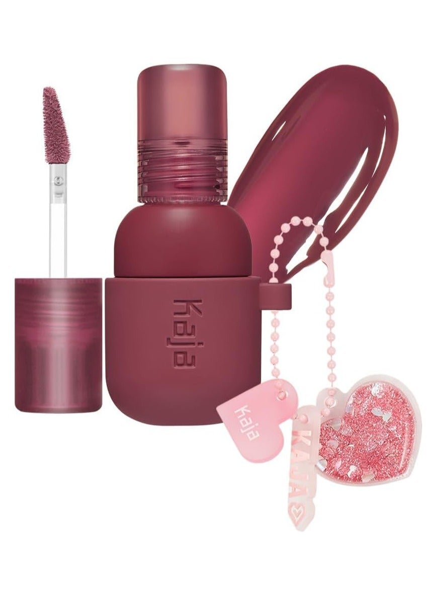 Lip & Blush Glazed Keychain Stain - Jelly Charm 04 Fig Soda - Long Lasting Lip Tint and Blush - Hydrating Lightweight Jelly Formula with Keychain