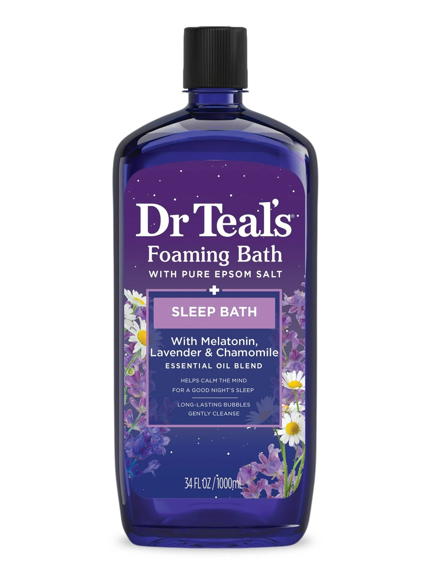 Melatonin Sleep Foaming Bath with Pure Epsom Salt - Calms the Mind for a Better Night's Sleep with Lavender & Chamomile Oils (1000 ml)