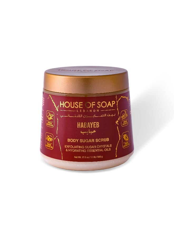Habayeb Body Sugar Scrub Exfoliating & Moisturizing Skincare Treatment for Soft Smooth Glowing Skin – 500g