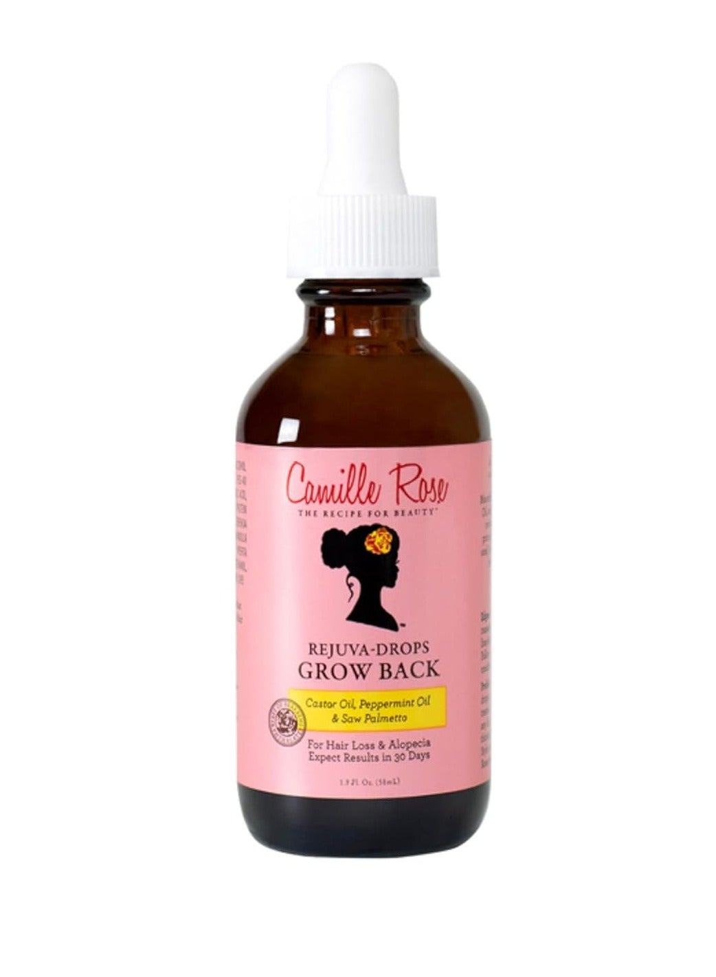 Camille Rose Rejuva Grow Back Drops, with Castor Oil, Peppermint Oil, and Saw Palmetto, for Hair Growth, 1.9 fl oz