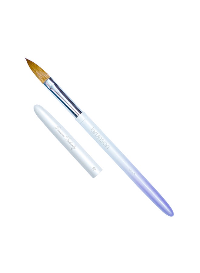 Acrylic Nail Brush 1pc Pure Sable Hair Professional Nail Art Painting Brush for Manicure Pedicure Kolinsky Brush for Acrylic Application Nail Extensions and 3D Nail Carving Size 12
