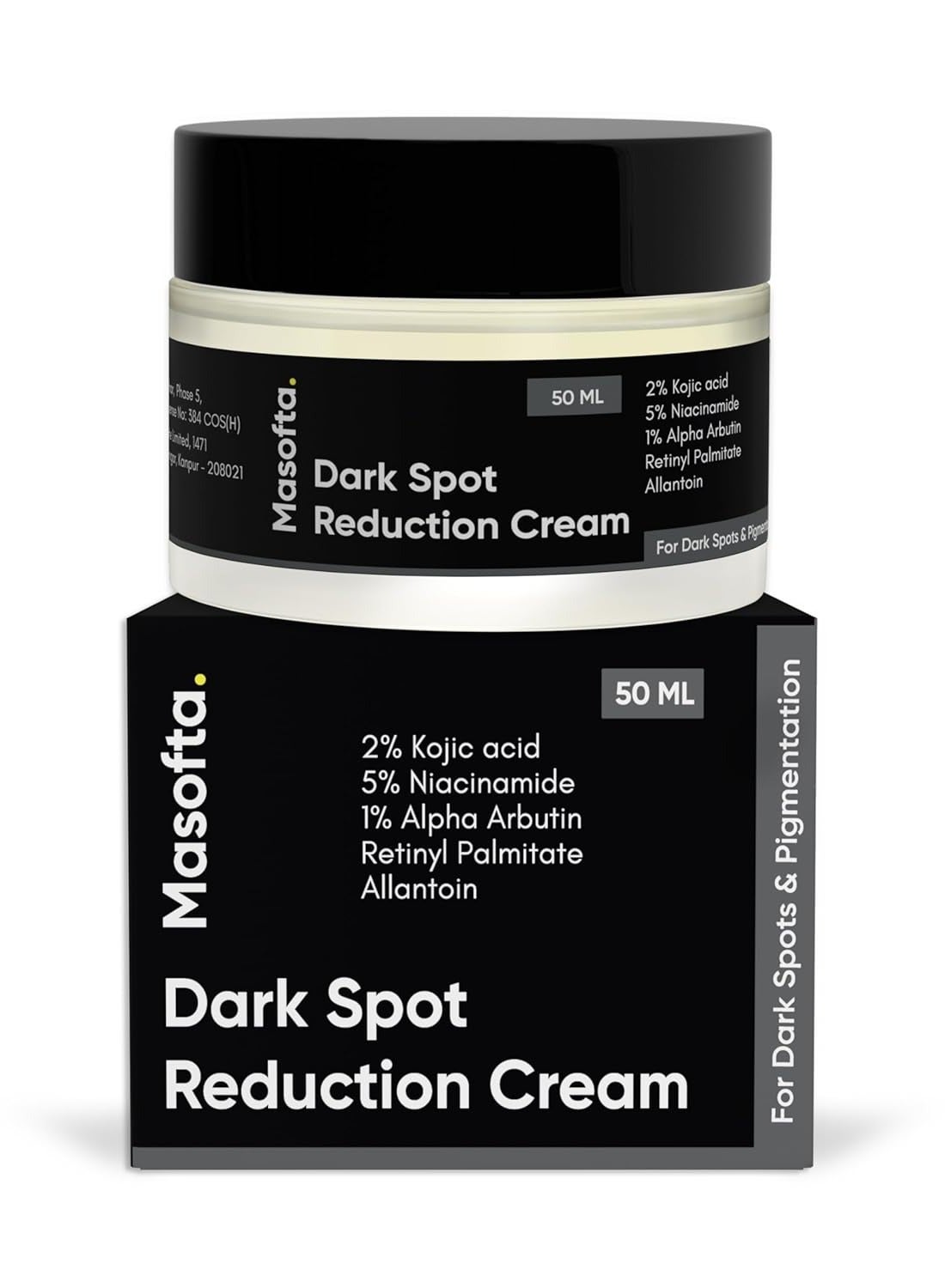 Masofta Dark Spot Reduction & Removal Cream for Pigmentation, Melasma, Acne Marks, Blemishes, Underarms, Neck, Knees & Knuckles | Dark Spot & Patch Corrector | with Kojic Acid, Alpha Arbutin & Niacinamide | For Men & Women | 50g