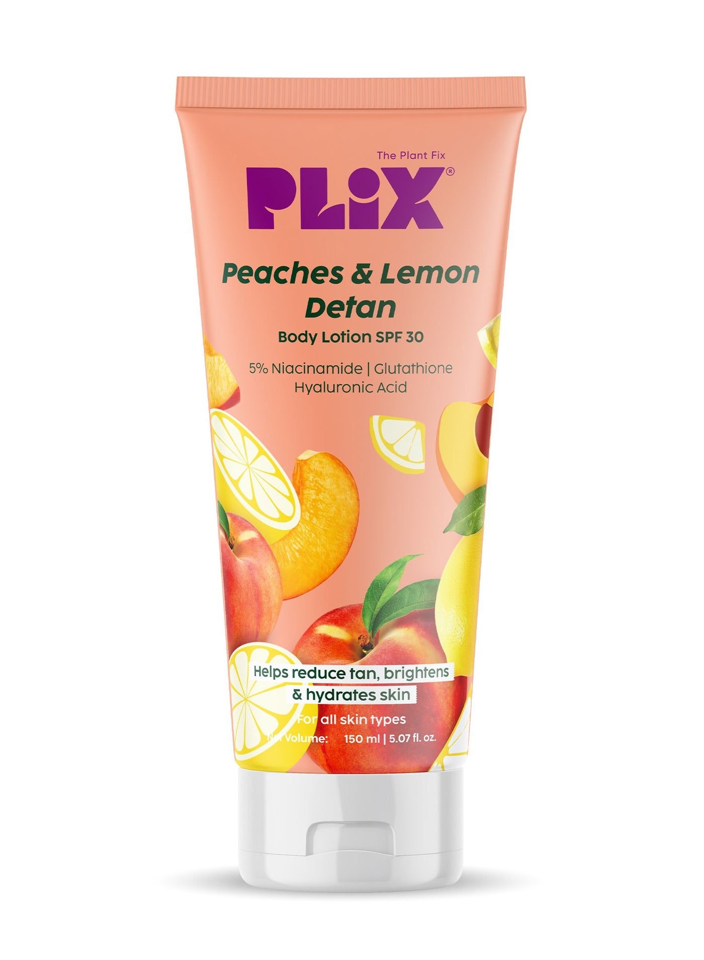 Peaches & Lemon Detan Body Lotion with 5% Niacinamide, SPF 30, Hydrating, 150ml, Unisex