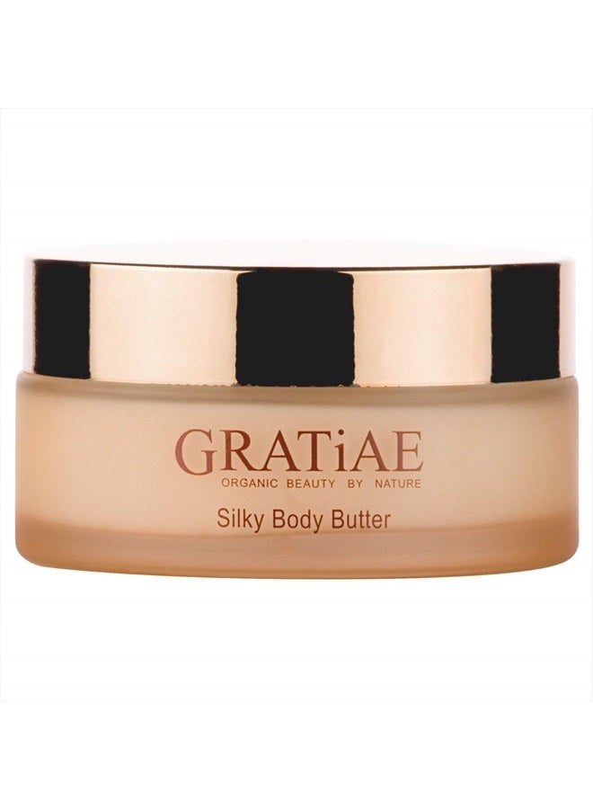 Gratiae organic beauty by nature silky body butter, anti aging skin care shea butter, moisturizer, hydrating stretch mark cream, firming, neck & Décolleté, Apple, Green Tea, and Ginger 5.95Fl.oz
