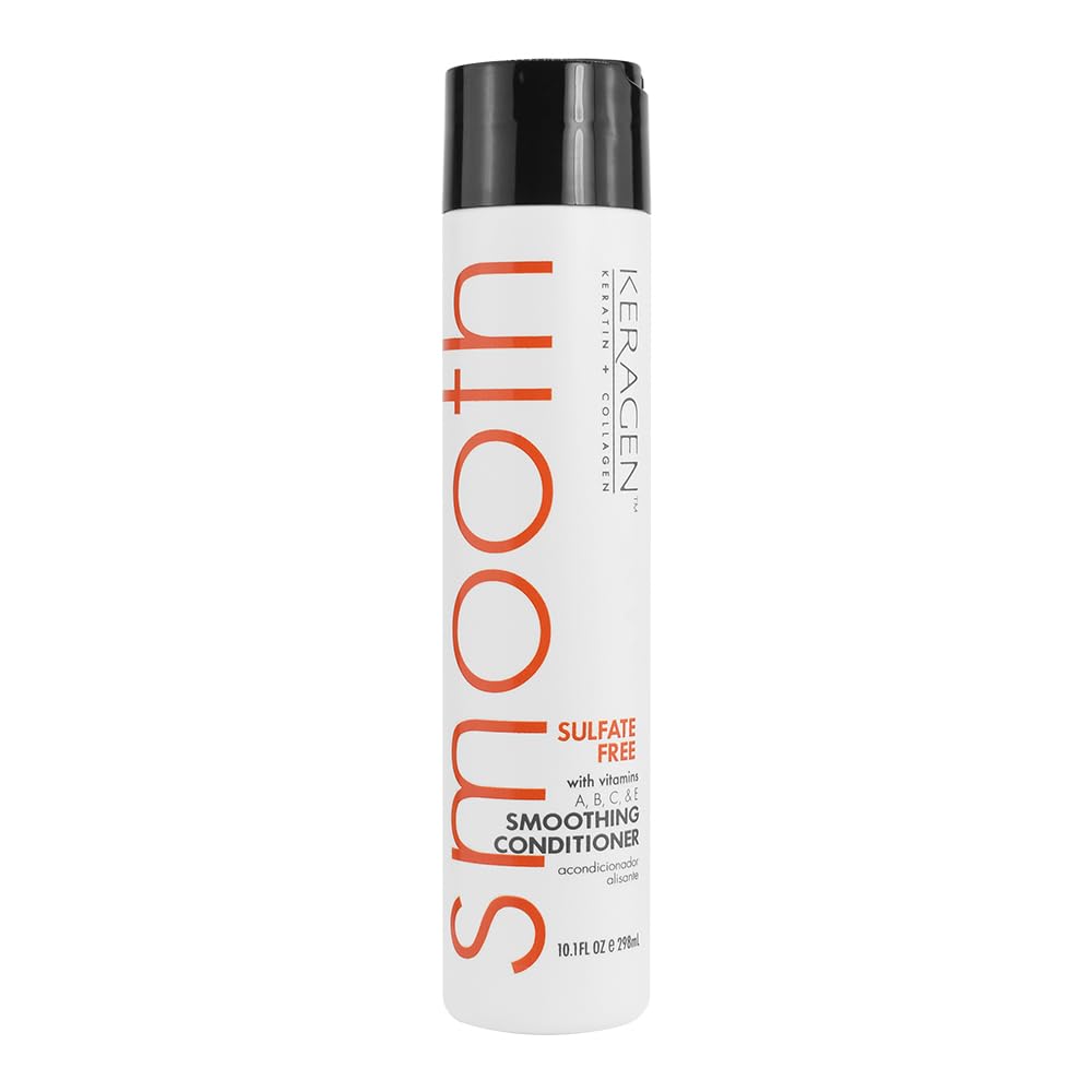 KERAGEN - Smoothing Conditioner with Keratin and Collagen for All Hair Types, Sulfate Free, 10 Oz - Moisturizes, Strengthens, Protects Color and Repair - Panthenol, Vitamins, and Jojoba Oil