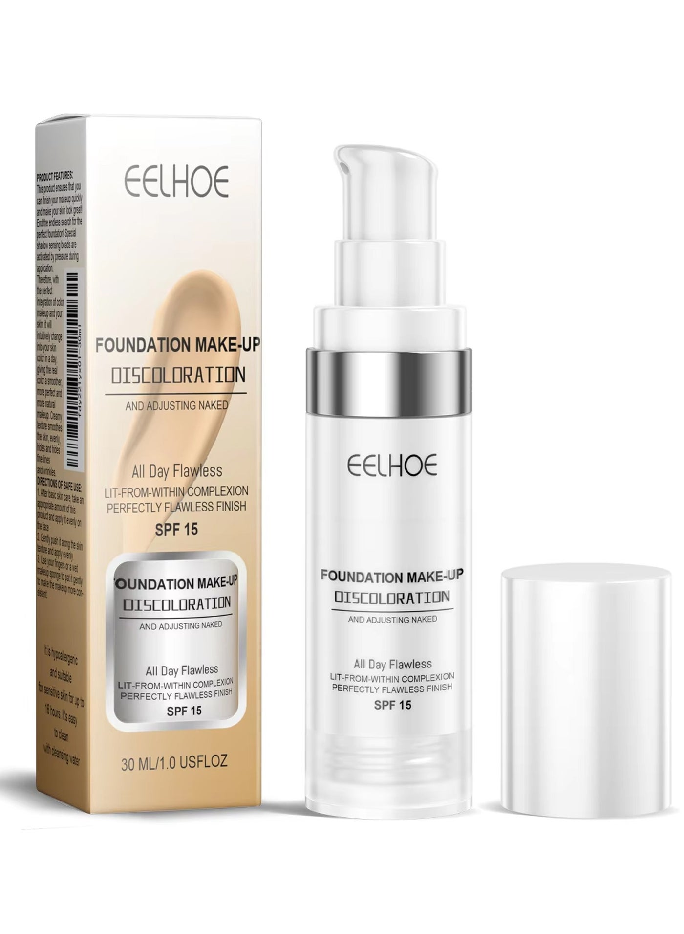 30ml liquid foundation changing color brightening skin tone moisturizing concealer waterproof foundation high coverage makeup cosmetics