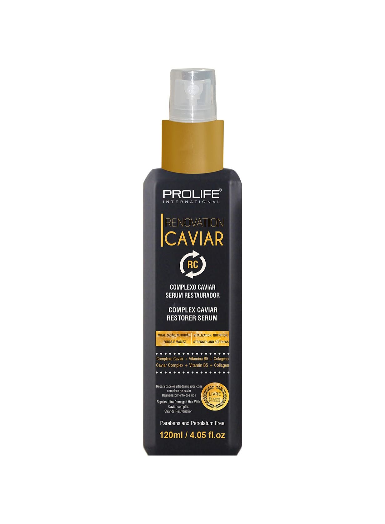 Complex Caviar Hair Restorer Serum Repair Ultra Damaged Hair with Collagen and B5 Vitamin and Complex Caviar 120ml Made In Brazil