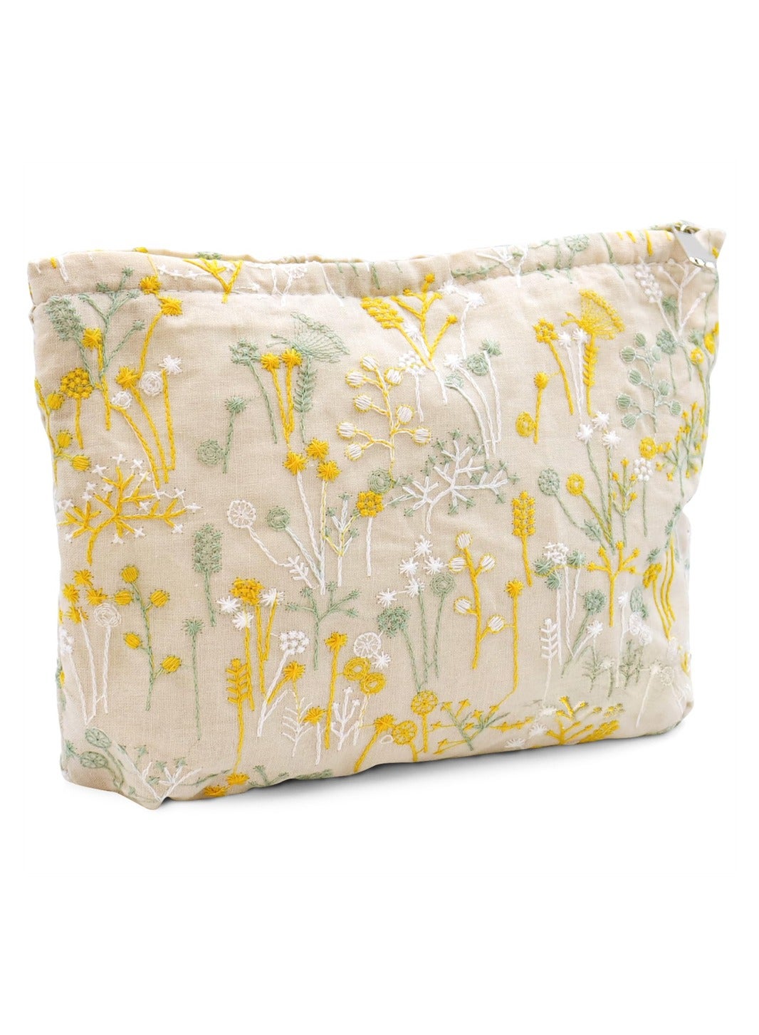 Makeup Bag, Cute Floral Cosmetic Bag, Embroidered Pouch, Large Capacity Aesthetic Makeup Bag with Zipper, Portable Travel Toiletry Bag for Women Girls