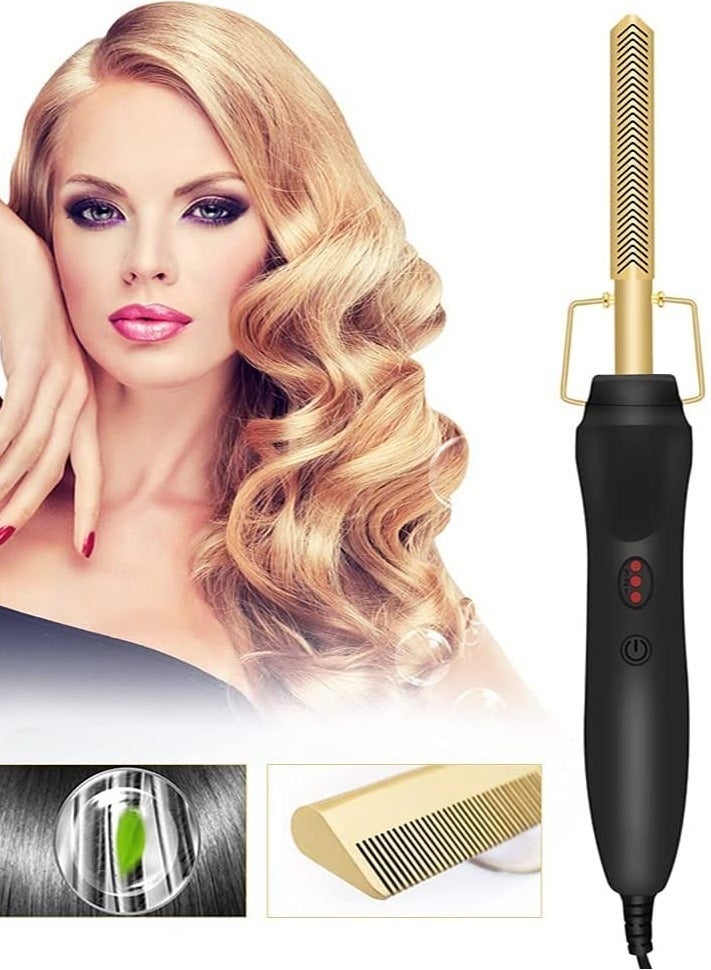 2 in 1 Hot Comb Straightener Electric Hair Straightener Hair Curler Wet Dry Use Hair Flat Irons Hot Heating Comb For Hair