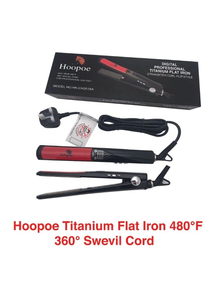 Hoopoe Digital Titanium Flat iron Black and red
