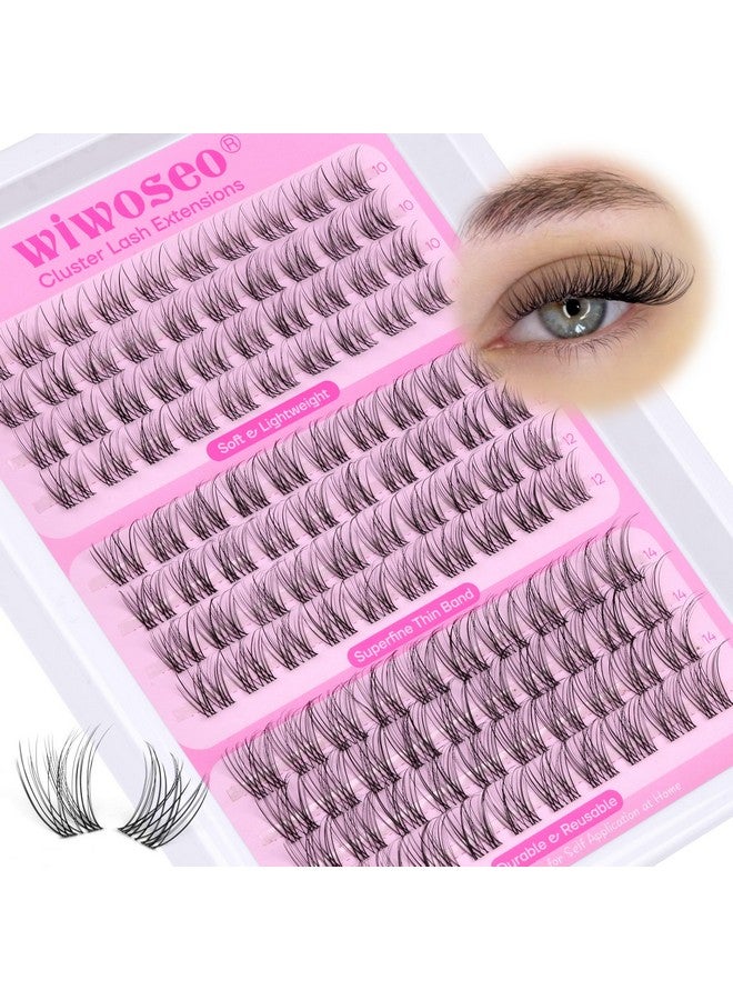wiwoseo Natural Lash Clusters Wispy Eyelash Clusters Natural Cluster Eyelash Extensions Pestañas Postizas Naturales Venas Lash Clusters Thin Invisible Band Lashes Clusters for Beginners (10-14MM)