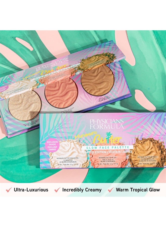 Murumuru Butter Bronzer Face Powder Makeup Set, Butter Bronzer, Highlighter, Blush Collection, Glow Face Palette 3 Count (Pack of 1)