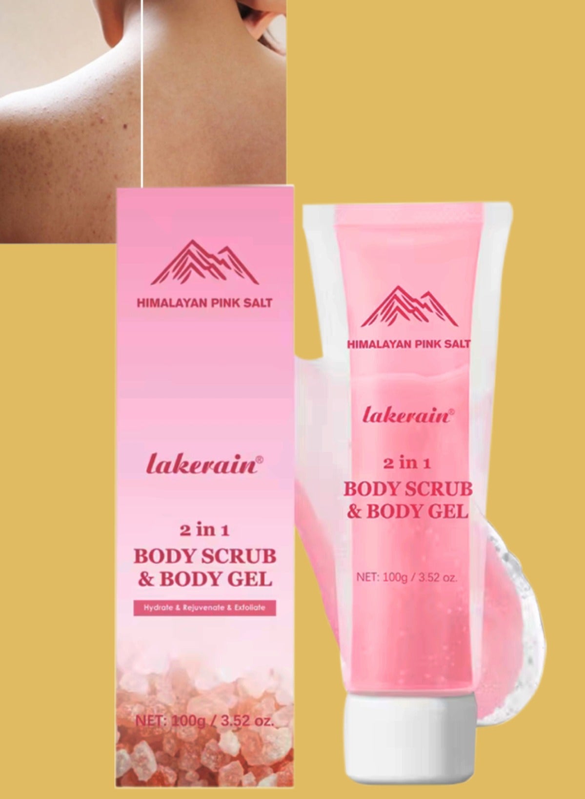 100g 2 in 1 Body Scrub and Body Gel Himalayan Pink Salt Body Scrub and Body Gel Hydrate Moisturize Deep Cleansing and Exfoliate Body Scrub Rejuvenate Exfoliating Refreshing and Renew Body Gel