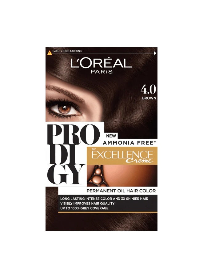 Prodigy Hair Color/Dye Micro-Oil Technology For Smooth Natural Hair Grey Hair Coverage 4.0 Brown
