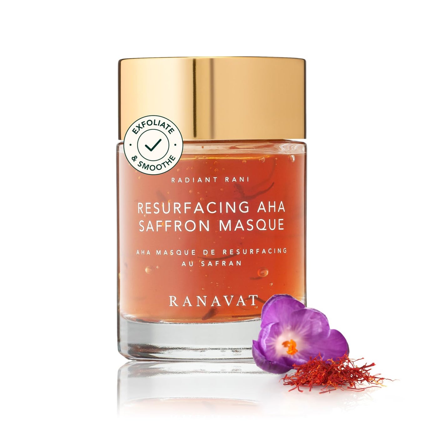 RANAVAT Resurfacing Saffron AHA Face Exfoliator - 2 Minute Exfoliating Face Mask for Dullness & Dry Skin - Improves Luminosity With Saffron, Papaya & Lotus Seed (1.7 oz)