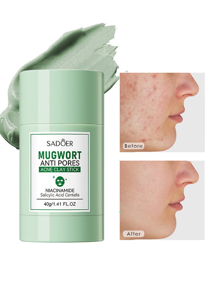 Mugwort Anti Pores Acne Clay Stick Face Mask, Cleansing Mask Mud Mask For Men And Women, Moisturizing Oil Control Shrink Remove Blackheads, Shrink Pores, Improve Skin Tone 1PCS