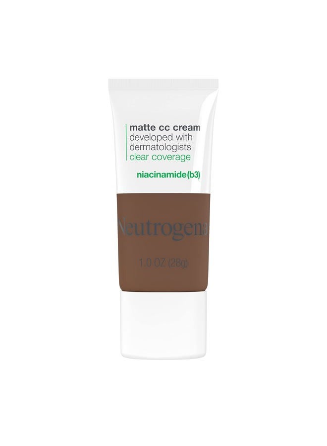 Clear Coverage Flawless Matte CC Cream, Full-Coverage Color Correcting Cream Face Makeup with Niacinamide (b3), Hypoallergenic, Oil Free & Fragrance Free, Truffle, 1 oz