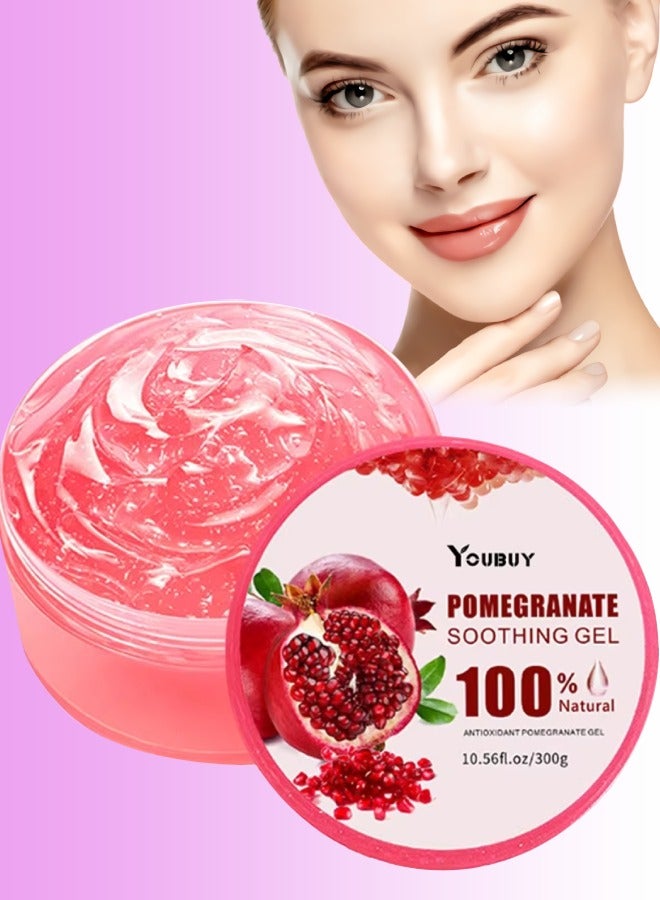 300g Pomegranate Soothing Gel Moisturize Hydrate Skin Fresh Oil Free and Fast Absorption Antioxidant Pomegranate Gel for Face and Skin Nourish Smooth and Deep Hydration Antifungal Cream