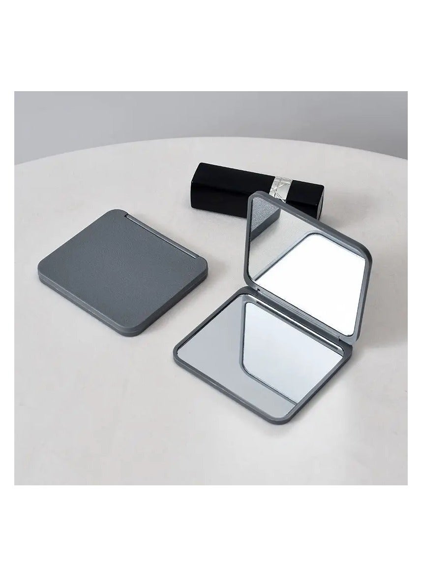 Simple Square Folding Mirror Double Side Compact Mirror Vanity Mirror For Purse Perfect For Travel And Touch-ups(grey)