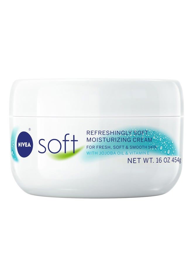Soft Refreshingly Soft Moisturizing Cream, Lightweight Body Moisturizer for Face, Body and Hands, Body Cream Enriched with Jojoba Oil and Vitamin E, 16 Oz Jar
