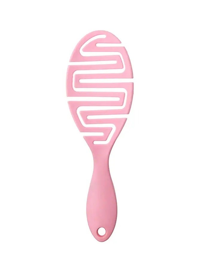 1Pc Ribs Comb Holllow Out Hair Brush Scalp Massage Comb Ease Hair Brush for Wet Dry  Long Thick Curly Hair - Pink