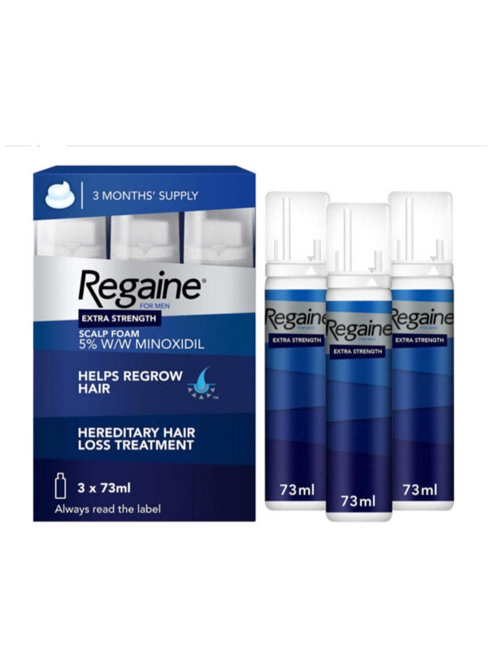 3-Piece Minoxidil Hair Regrowth Treatment Foam Set 3x73ml
