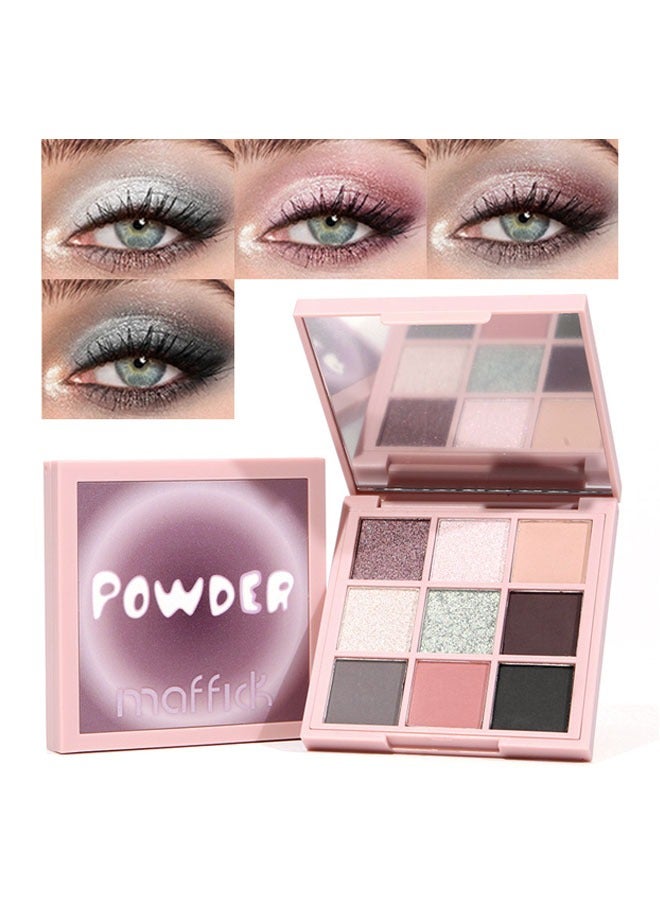 Powder-9 Color Eyeshadow Palette, Matte & Pearl Finish for Diversified Vibrant Looks, Ultra Pigmented Makeup Eye Shadow Powder Waterproof Eye Shadow #01