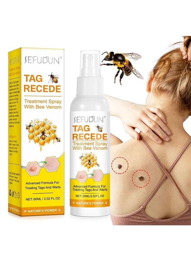 Tag Recede Treatment Spray with Bee Venom - Clear Skin Tag and Mole Skin Tag Remover for All Skin Types Tag Recede Bee Venom Spray 60ml