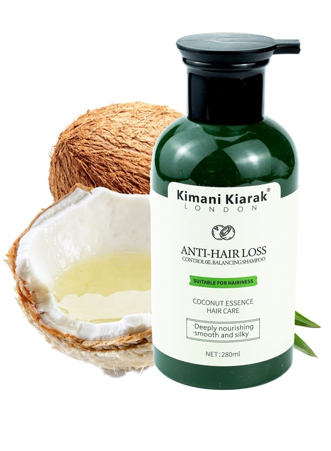 Natural Coconut Essential Oil Extract Anti Hair Loss and Anti Bactterial Deeply Nourishing Smooth and Silky Hair Shampoo for Man and Women 280ml