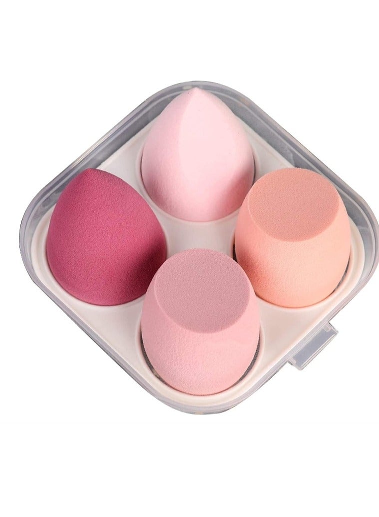 Makeup Sponge Powder Puff Dry & Wet Combined Beauty Cosmetic Ball Foundation Powder Puff  With Box (Pack of 4)Random colour