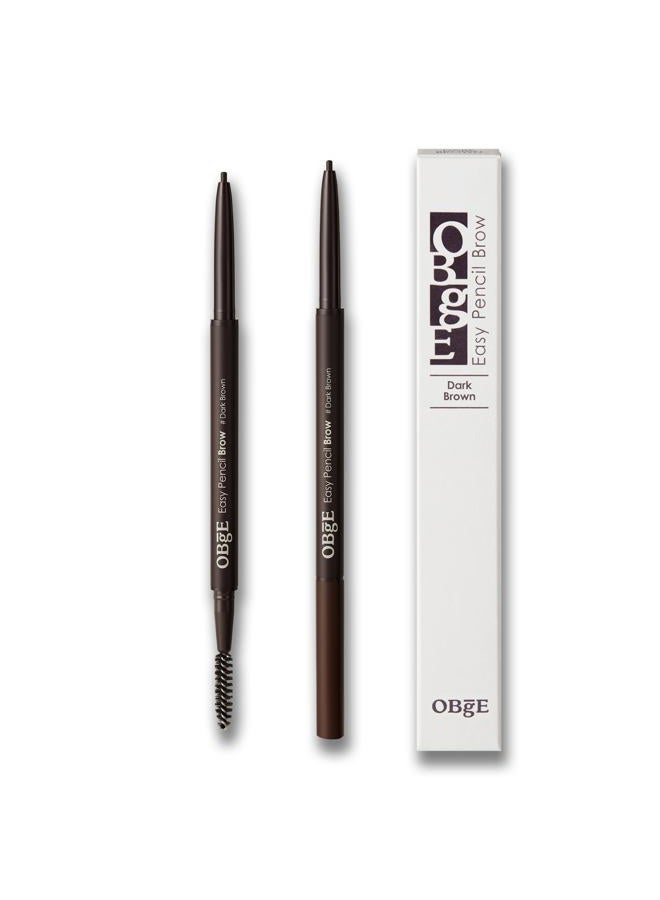 Easy Pencil Brow (Dark Brown, 0.003oz) - Ultra Fine Eyebrow Pencil with Brush for Precise and Effortless Brow Shaping. Long Lasting Natural Color.