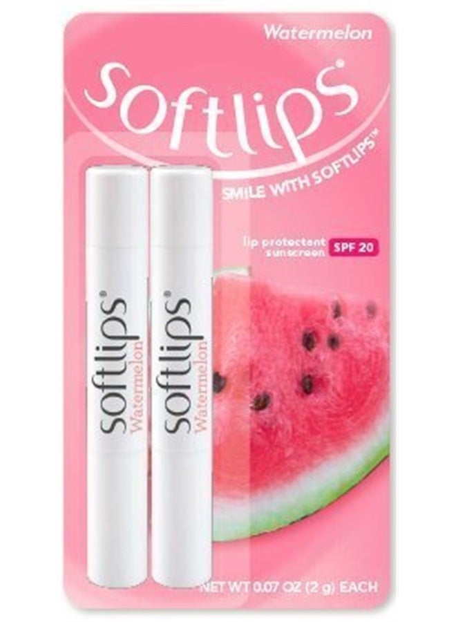 Softlips Watermelon Lip Protectant/Sunscreen 2 Count (Pack of 1)