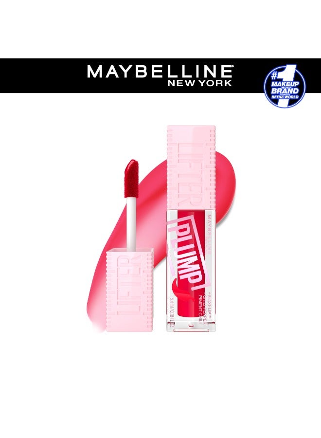 MAYBELLINE LIFTER PLUMP PLUMPING LIP GLOSS WITH CHILI PEPPER, INTENSE HYDRATION & LASTING PLUMP, 005 PEACH FEVER