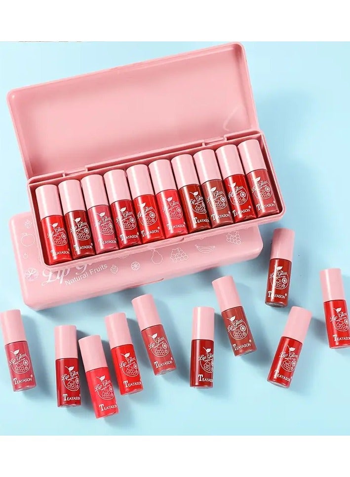10 pcs Shimmer Mini Lip Gloss Kit - Moisturizing Liquid Lipsticks with Mirror and Waterproof Finish - Perfect Birthday Gift for Women Valentine's Day Gifts