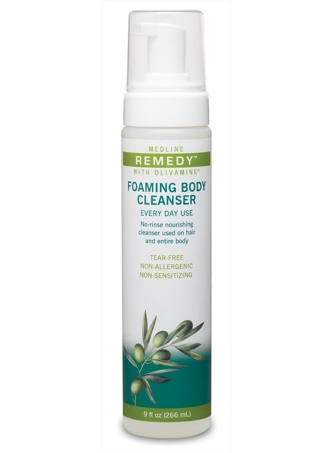 Remedy Olivamine Foaming Body Cleanser, No Rinse, Scented, 9-oz Pump Bottle