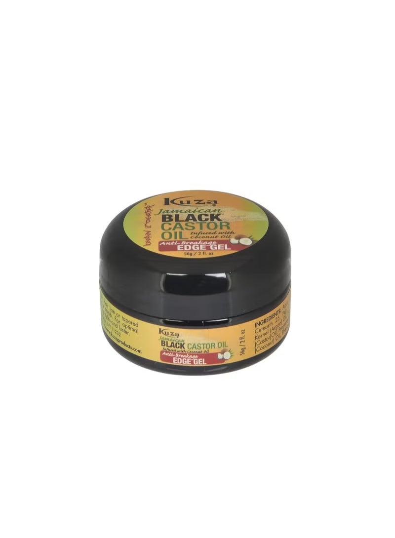 Kuza Jamaican Black Castor Oil Anti-Breakage Edge Gel with Coconut Oil 2oz | Moisturizing Edge Control for Dry & Fragile Hair