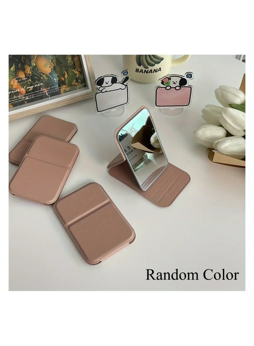 Portable Foldable Makeup Mirror with Frame - Compact Desktop Stand for Dorms, Offices & Travel, Elegant Design for Women’s Daily Use, Glass Surface, Multi-Section Organizer