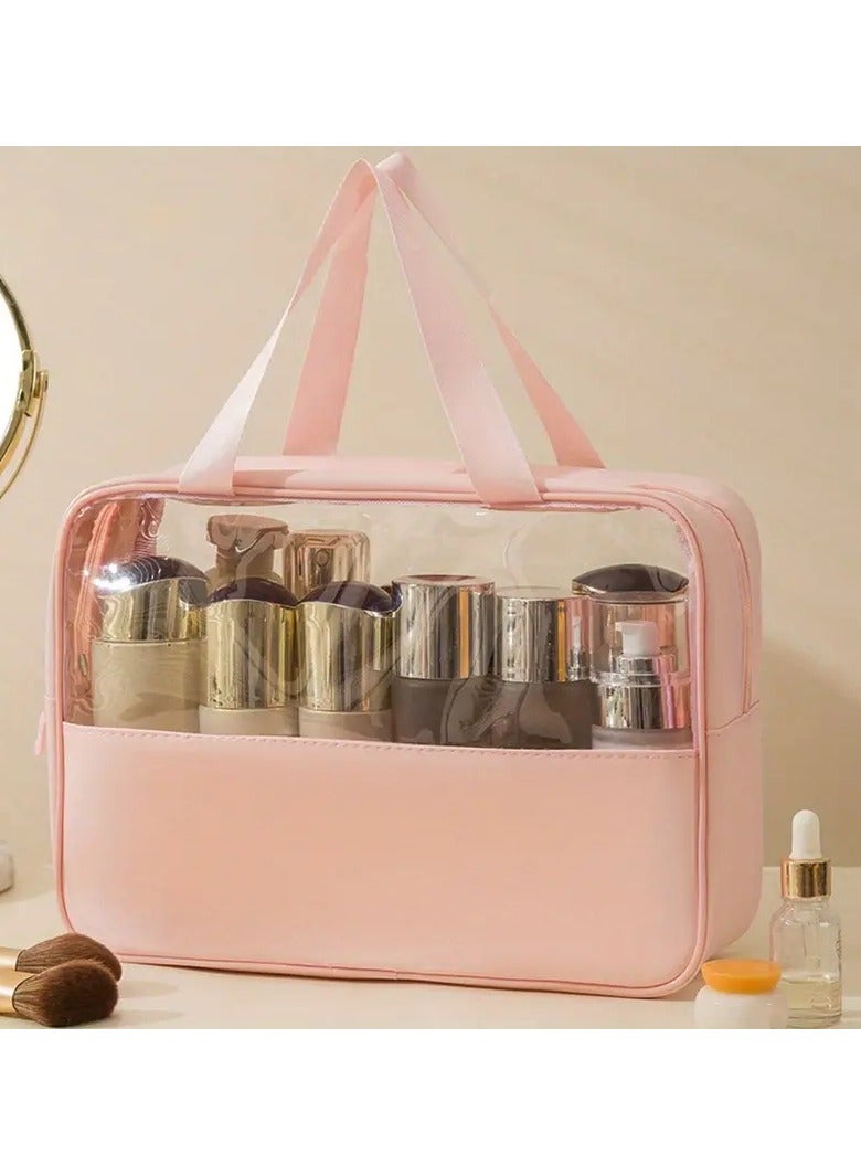 CLear Makeup Bag with Zipper Portable Makeup Bag Travel Clear Toiletry Bag Quart Size Bag Carry on Airport Airline Compliant Bag Travel Toiletry Bag for Women and Men Translucen Toiletry Bag LARGE