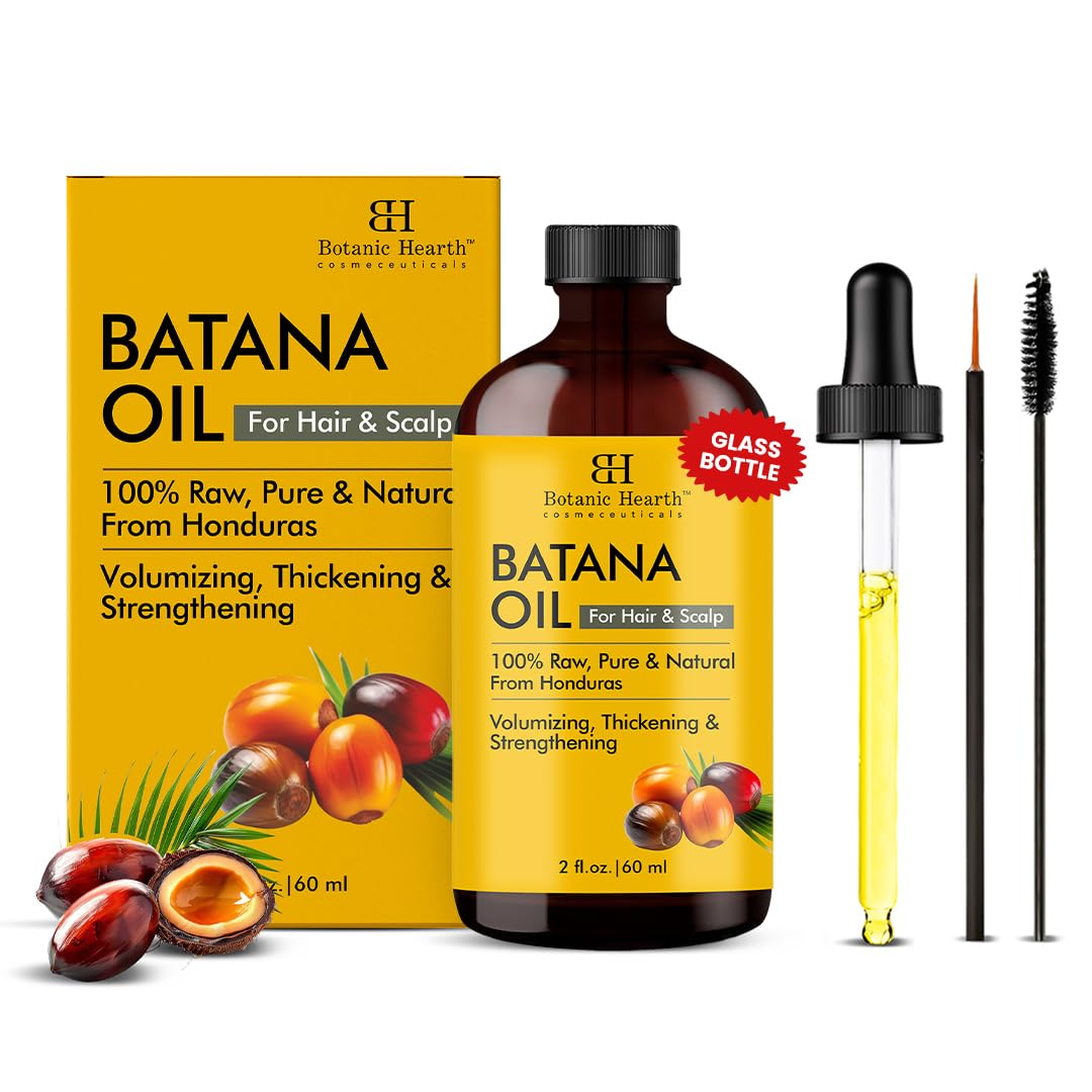 Botanic Hearth 100% Pure Batana Oil for Hair Growth | Infused with Batana and Kemel |Hair Oil Repairs Dry Damaged Hair, Strengthening, Healthier - Hair Tonic, 2 fl oz