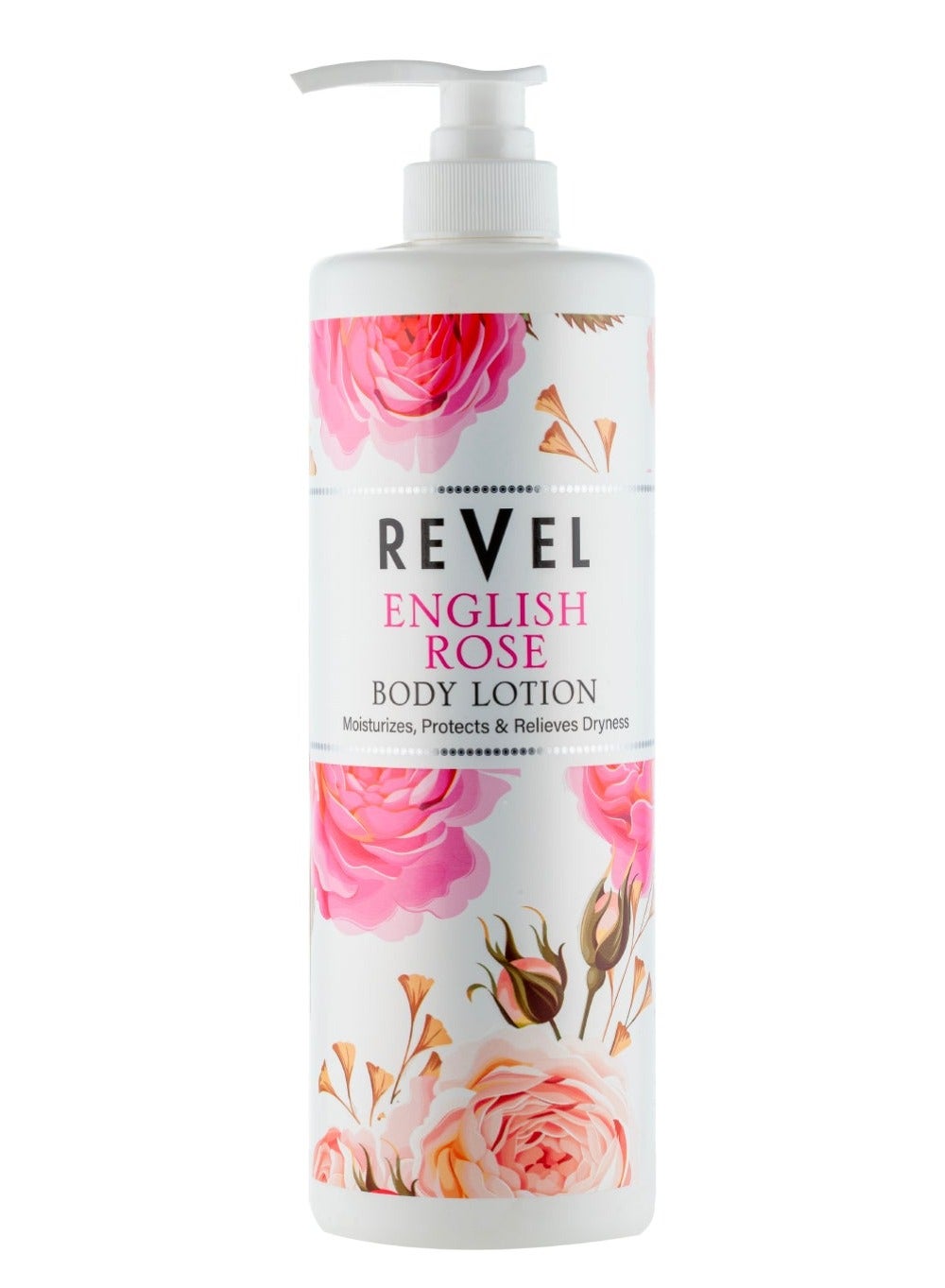 Revel Skin Care English Rose Body Lotion 1000ml, Moisturizers, Protect & Relieves Dryness, Refreshes Skin, All Skin Types, For Men & Women, Daily Use
