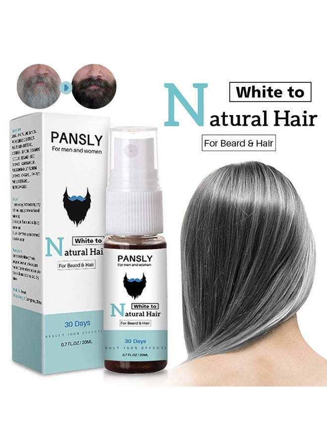 Natural Hair White To ,Gray Darkening Beard Spray - Leave-in Conditioner - Works on Sensitive Skin - Gradually Reduces White or Gray hair Infused with Keratine.