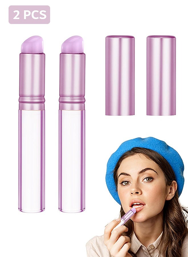 2 Pcs Silicone Lip Brushes, Reusable Lipstick Lip Gloss Applicator Brushes, Multipurpose Brush Tools for French Nail Lipstick  Concealer(Purple)