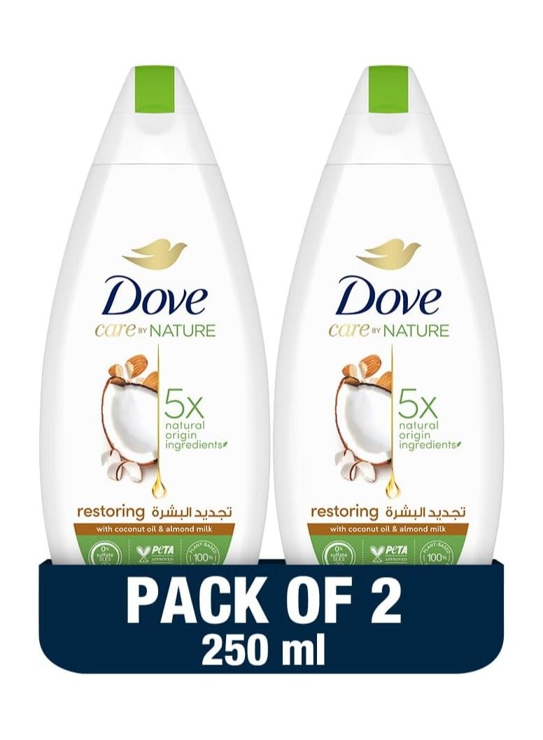 Nature Restoring Body Wash with Coconut and Almond with Moisturising cream 250ml Pack of 2