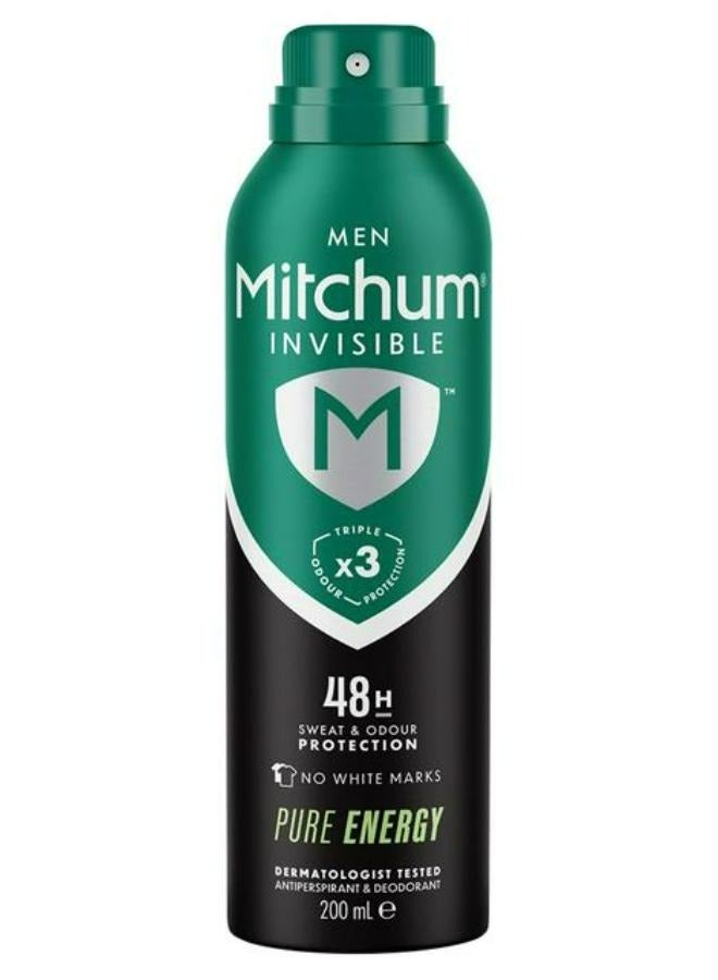 Invisible Men Antiperspirant Deodorant Spray 48-Hour Pure Energy 200 ML