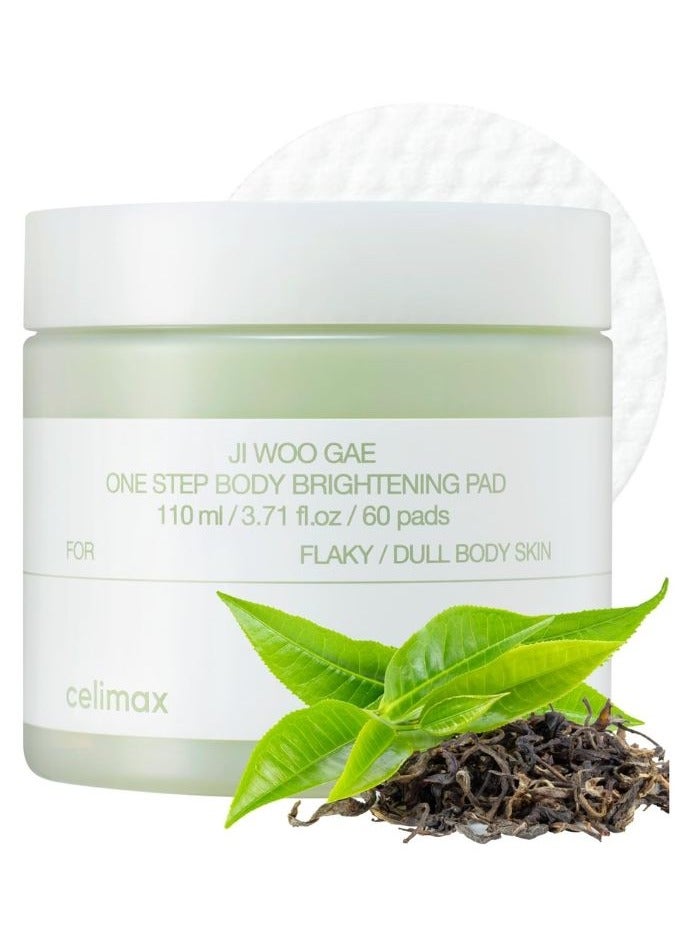 Ji.Woo.Gae ONE STEP Body Brightening Pad 110ml (60 Pads),  Exfoliating Pad for Body, For Armpit Under Arm, Knee & Elbow, with Green Tea & White Truffle